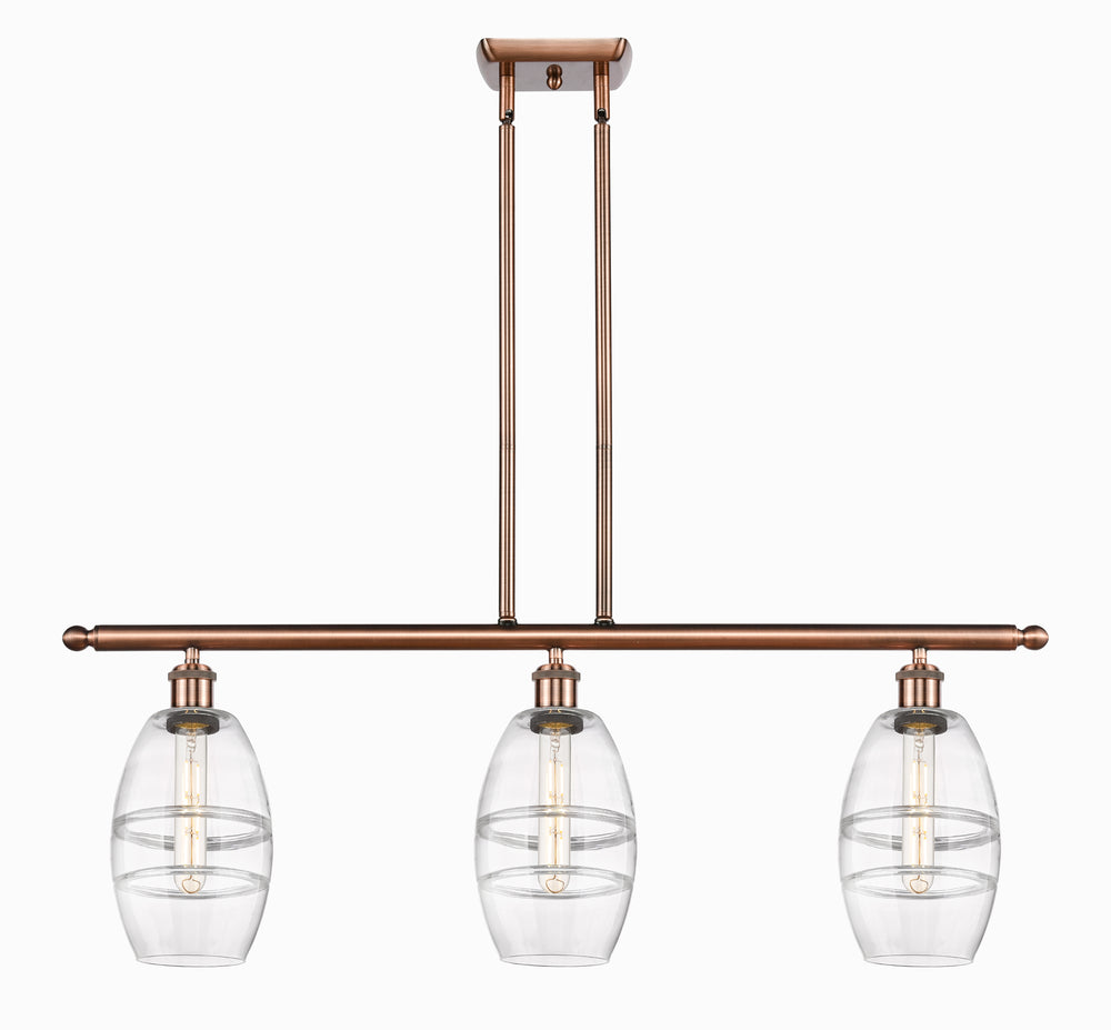 Innovations Lighting Vaz 6" Island Light - Antique Copper Linear Chandeliers Innovations Lighting Clear ; Glass Type: Clear  