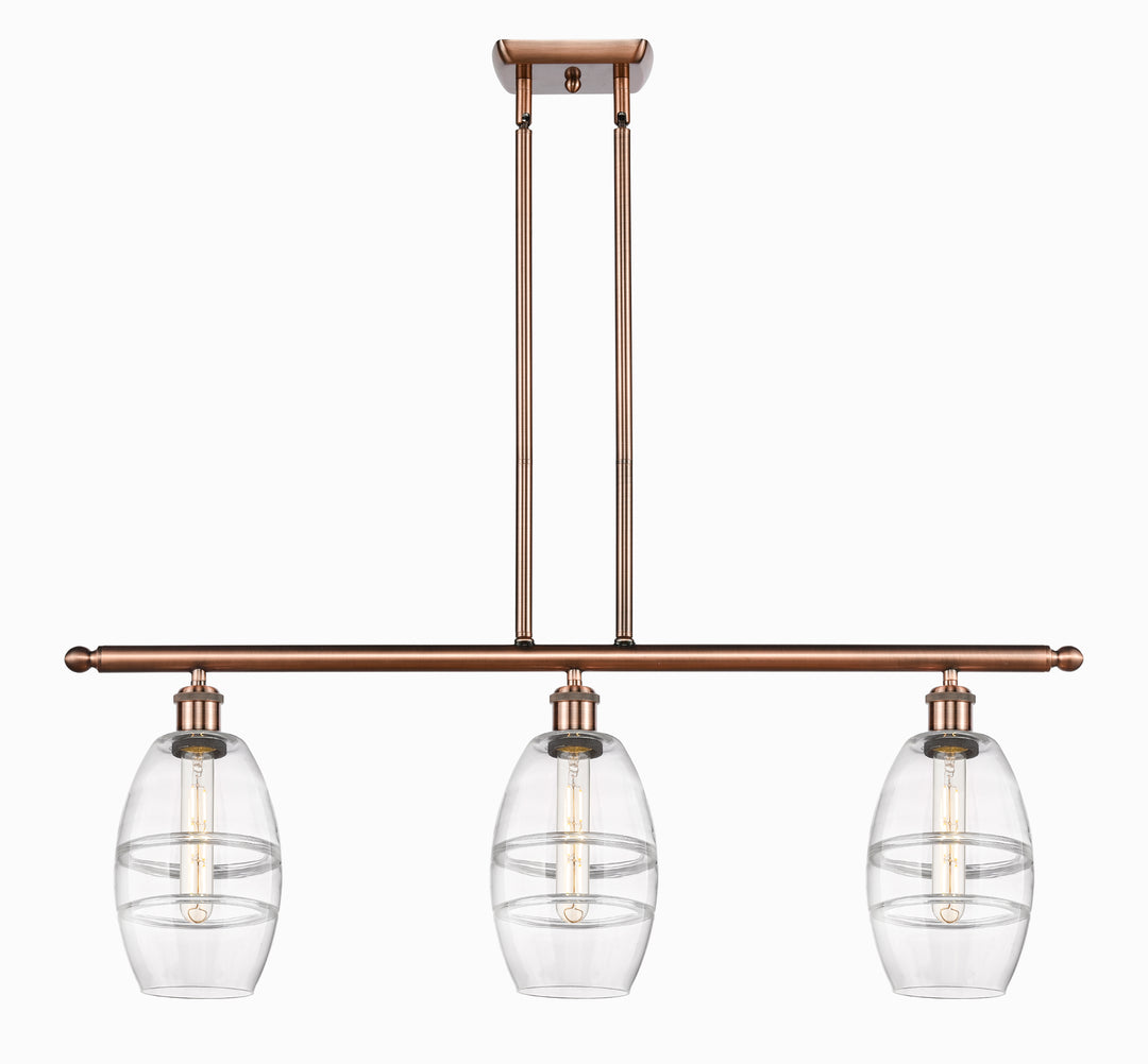 Innovations Lighting Vaz 6" Island Light - Antique Copper Linear Chandeliers Innovations Lighting Clear ; Glass Type: Clear  