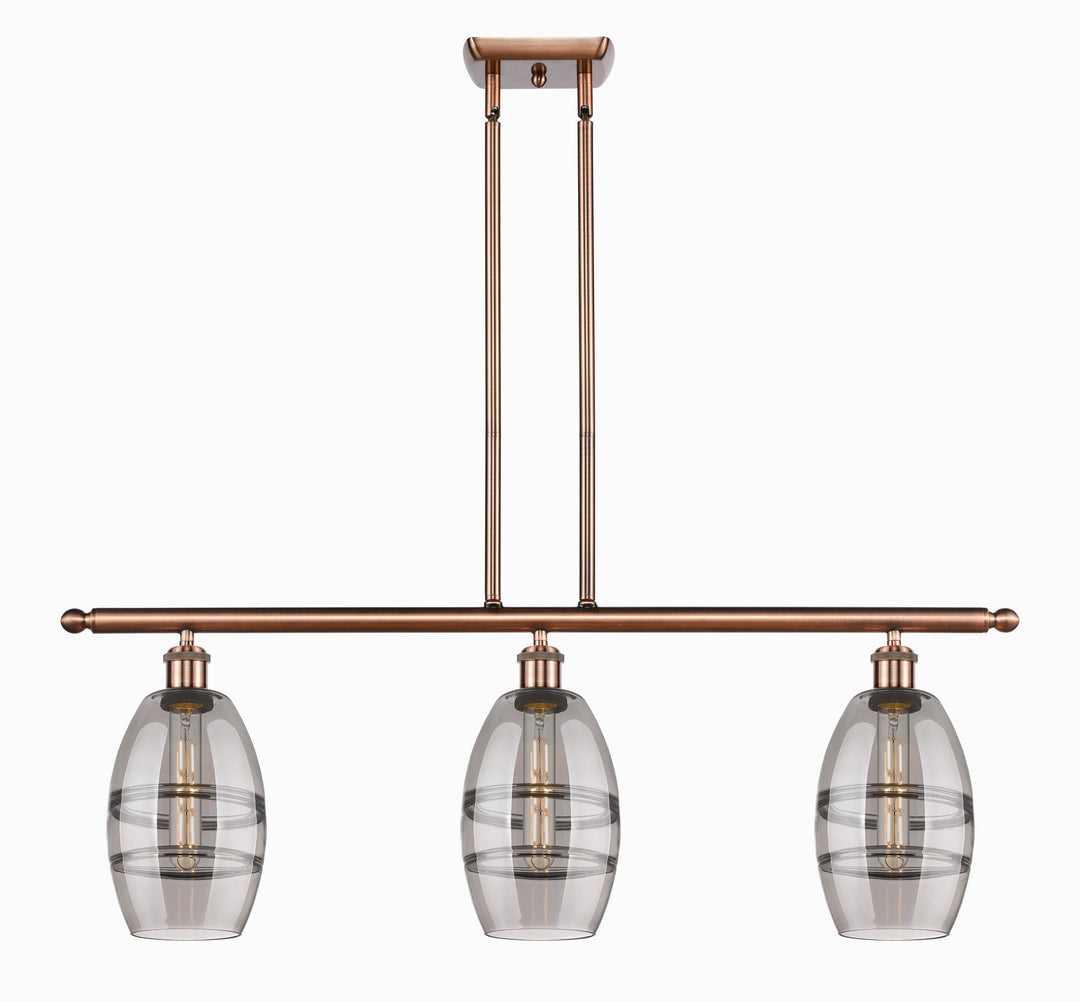 Innovations Lighting Vaz 6" Island Light - Antique Copper Linear Chandeliers Innovations Lighting Light Smoke ; Glass Type: Smoked  