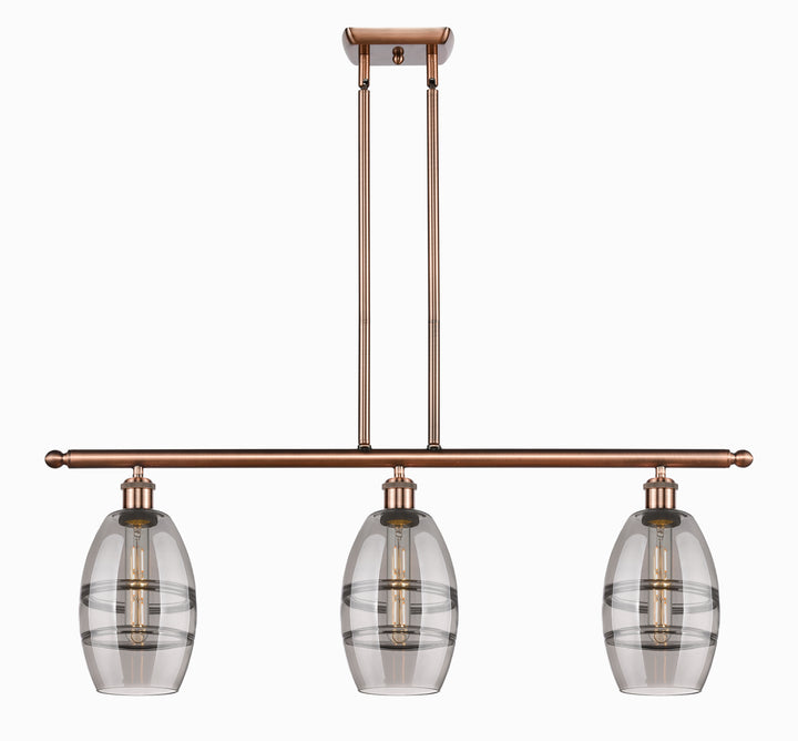 Innovations Lighting Vaz 6" Island Light - Antique Copper Linear Chandeliers Innovations Lighting Light Smoke ; Glass Type: Smoked  