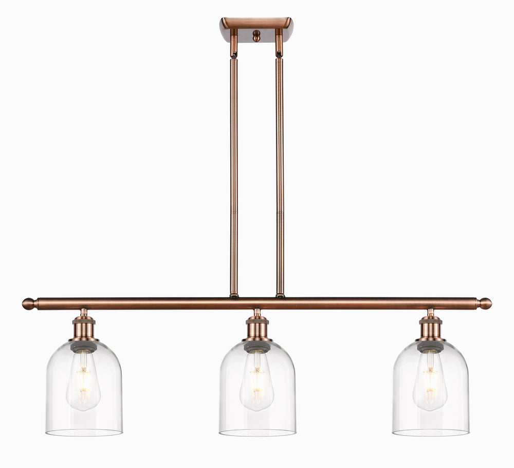 Innovations Lighting Bella 6" Island Light - Antique Copper Linear Chandeliers Innovations Lighting Clear ; Glass Type: Clear  