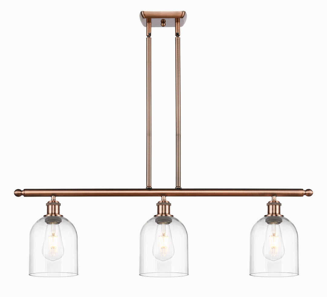 Innovations Lighting Bella 6" Island Light - Antique Copper Linear Chandeliers Innovations Lighting Clear ; Glass Type: Clear  