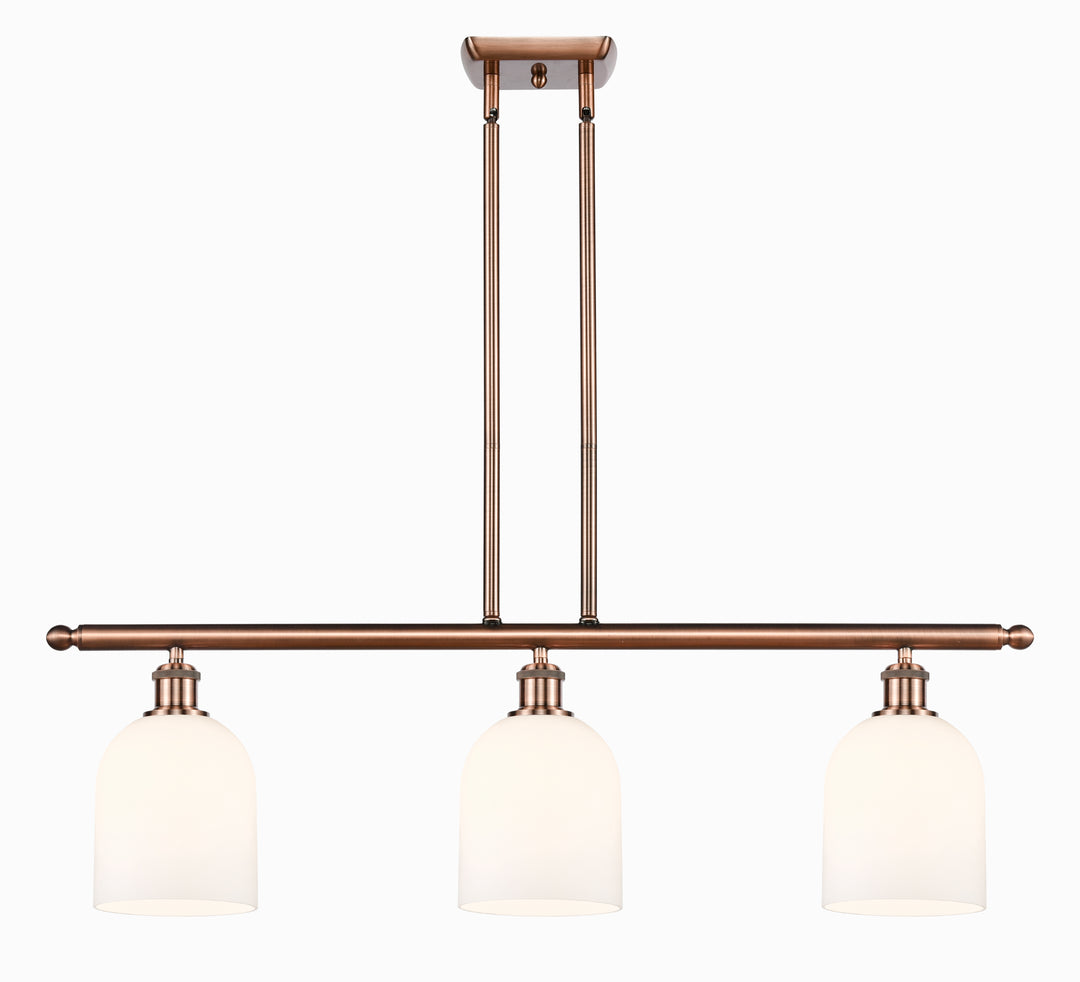 Innovations Lighting Bella 6" Island Light - Antique Copper Linear Chandeliers Innovations Lighting White ; Glass Type: White  