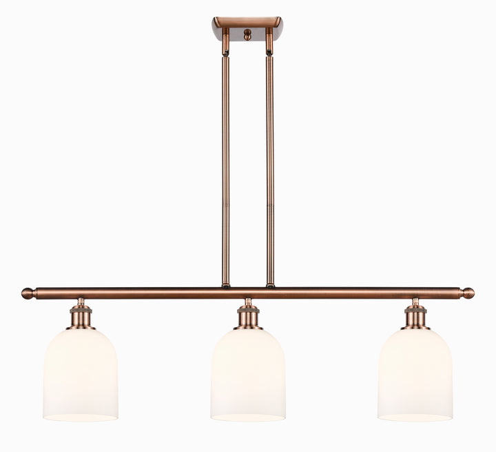 Innovations Lighting Bella 6" Island Light - Antique Copper Linear Chandeliers Innovations Lighting White ; Glass Type: White  