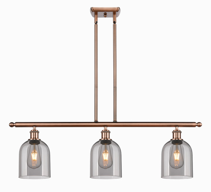 Innovations Lighting Bella 6" Island Light - Antique Copper Linear Chandeliers Innovations Lighting Light Smoke ; Glass Type: Smoked  