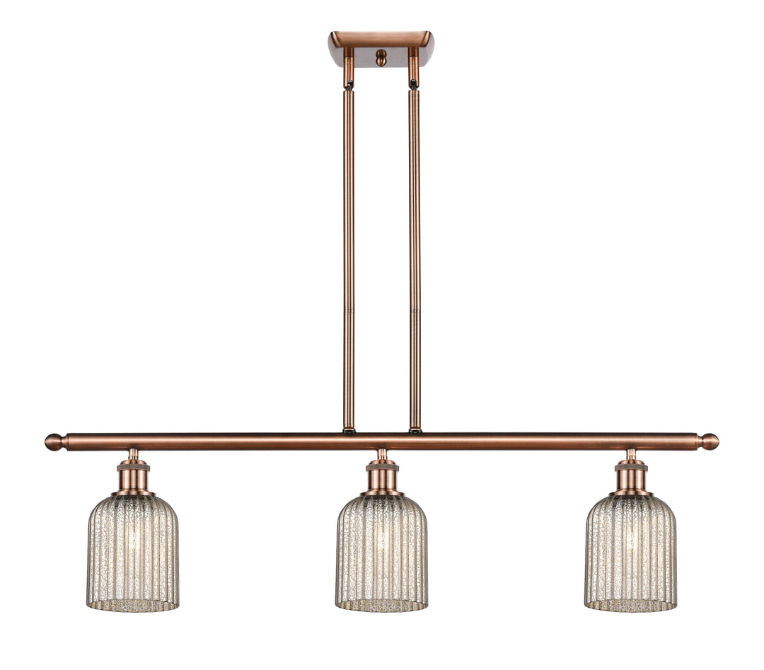 Innovations Lighting Bridal Veil 5" Island Light - Antique Copper Linear Chandeliers Innovations Lighting Mercury ; Glass Type: Mercury; Ribbed  