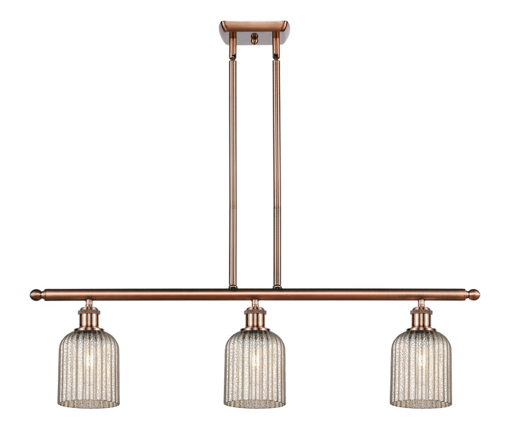 Innovations Lighting Bridal Veil 5" Island Light - Antique Copper Linear Chandeliers Innovations Lighting Mercury ; Glass Type: Mercury; Ribbed  