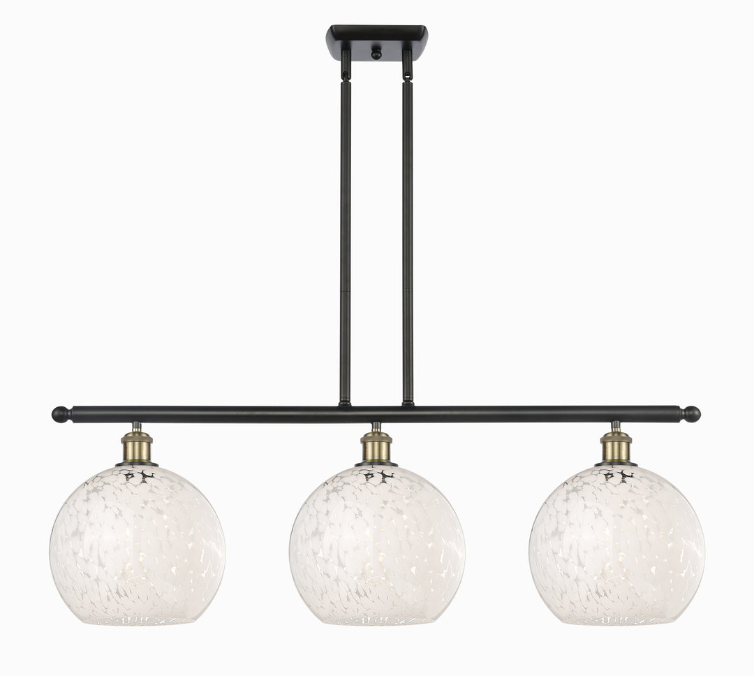 Innovations Lighting White Mouchette 10" Island Light - Black Antique Brass Linear Chandeliers Innovations Lighting White Mouchette ; Glass Type: White  