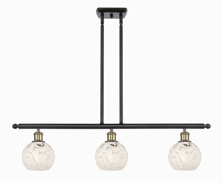 Innovations Lighting White Mouchette 6" Island Light - Black Antique Brass Linear Chandeliers Innovations Lighting   