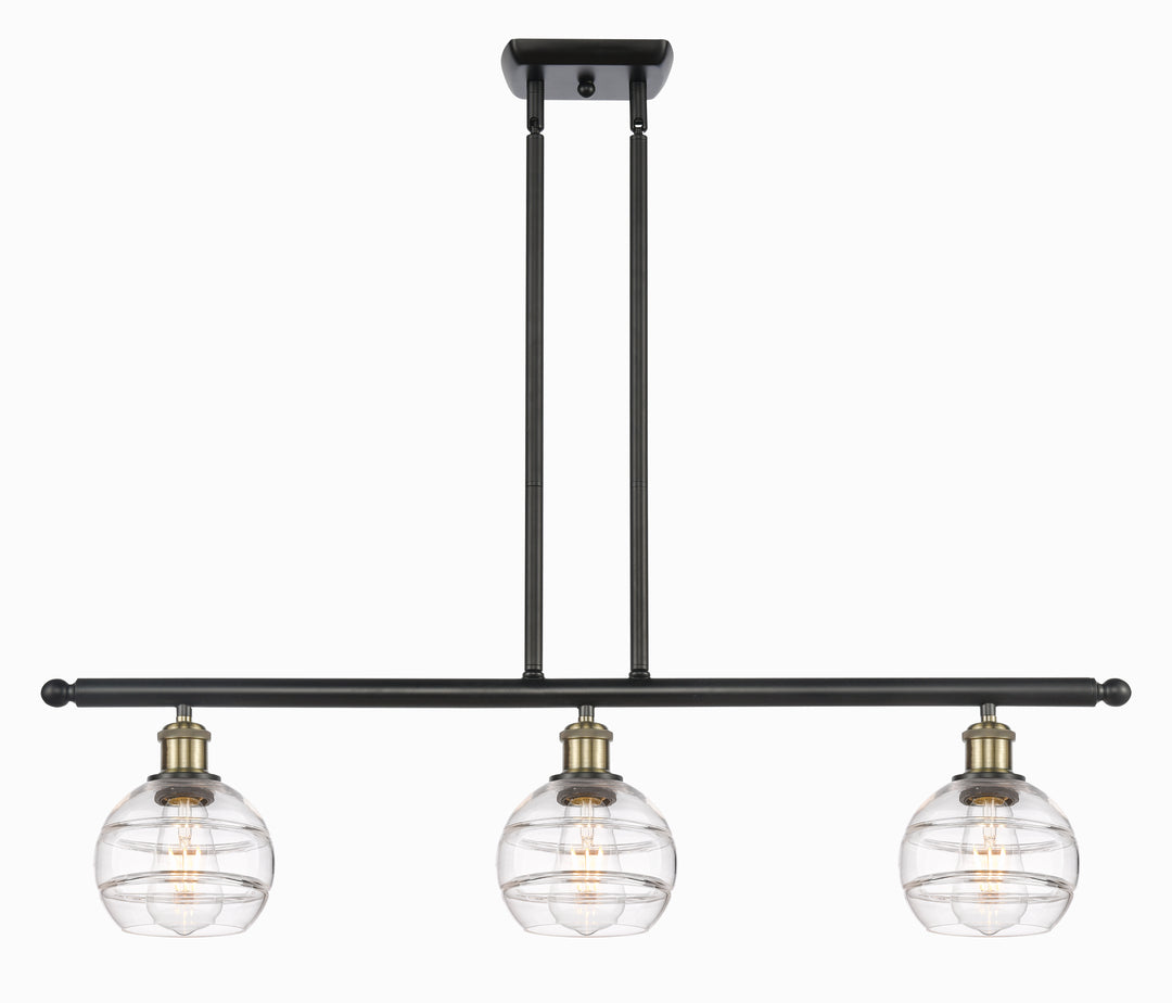 Innovations Lighting Rochester 6" Island Light - Black Antique Brass Linear Chandeliers Innovations Lighting Clear ; Glass Type: Clear  