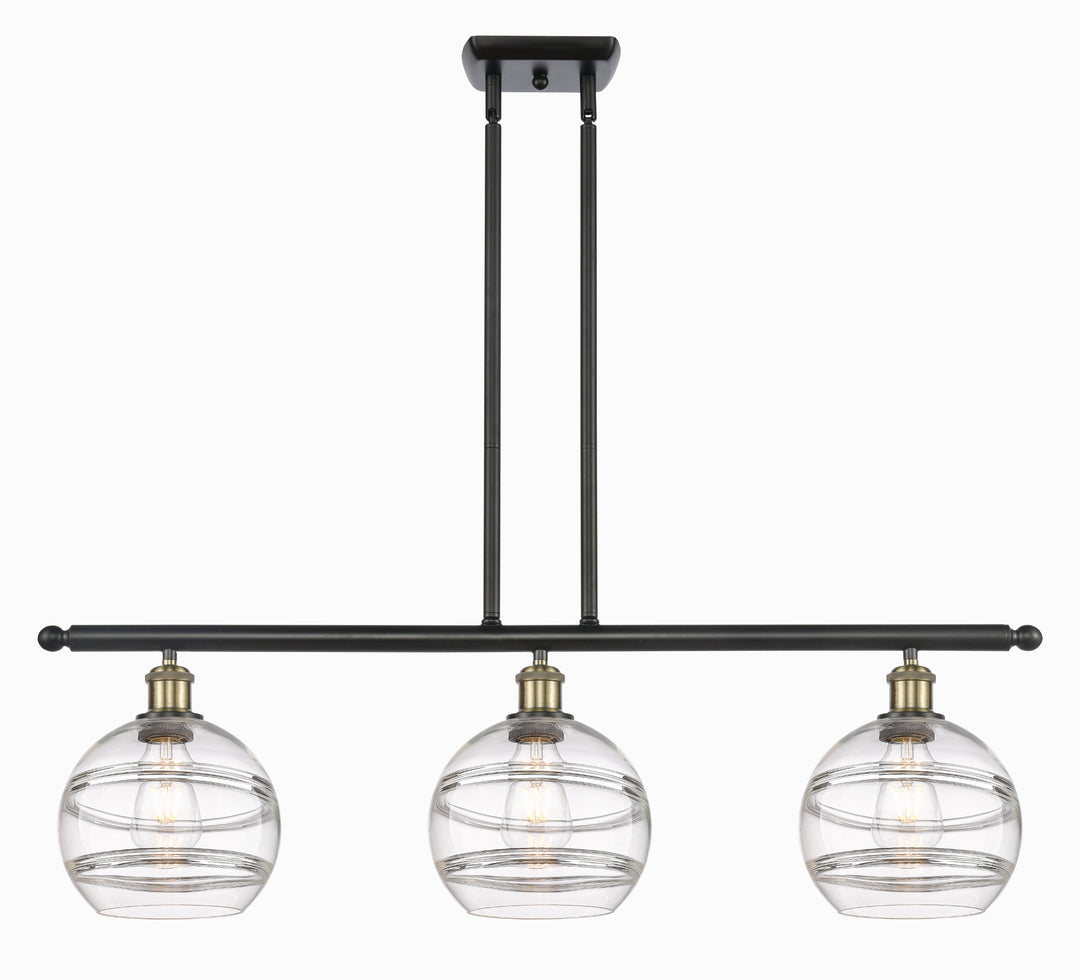 Innovations Lighting Rochester 8" Island Light - Black Antique Brass Linear Chandeliers Innovations Lighting Clear ; Glass Type: Clear  