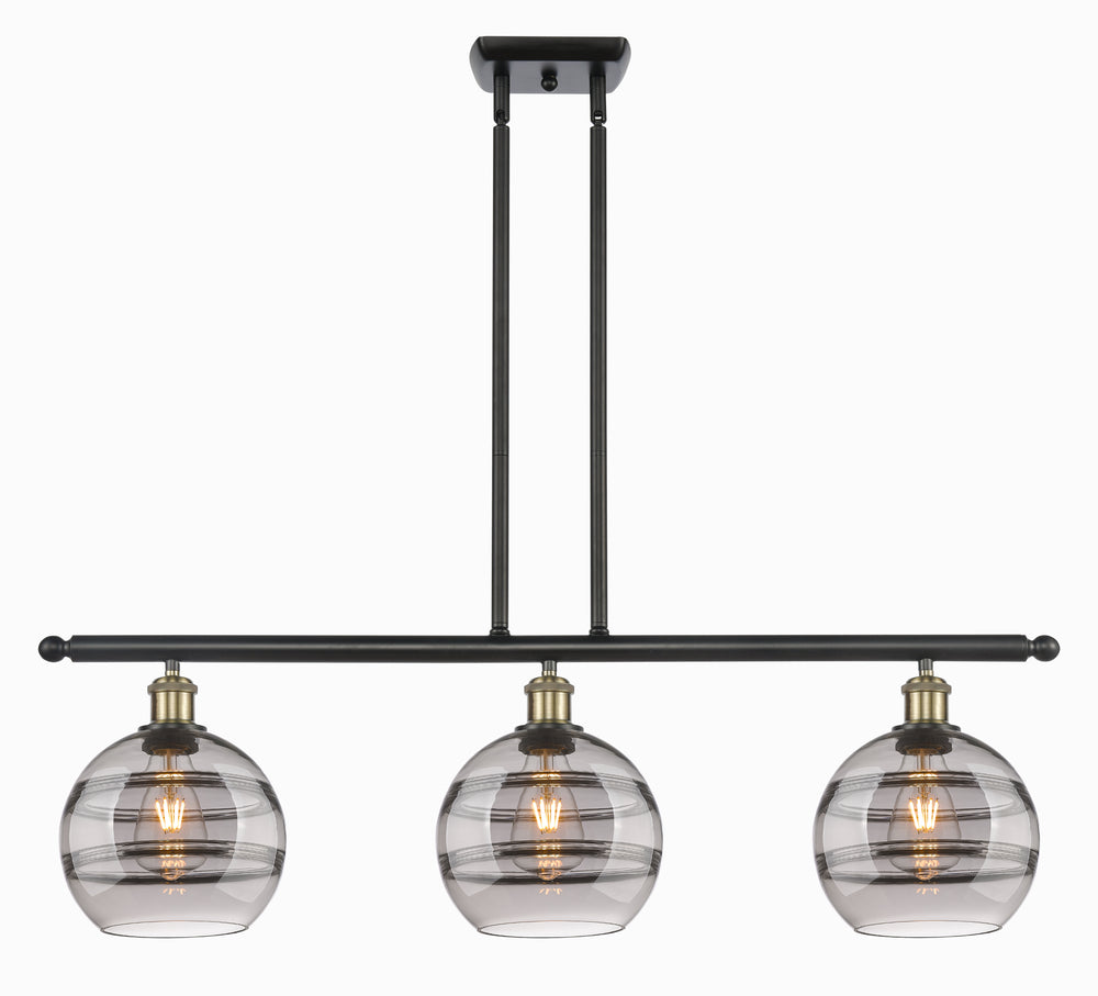 Innovations Lighting Rochester 8" Island Light - Black Antique Brass Linear Chandeliers Innovations Lighting Light Smoke ; Glass Type: Smoked  