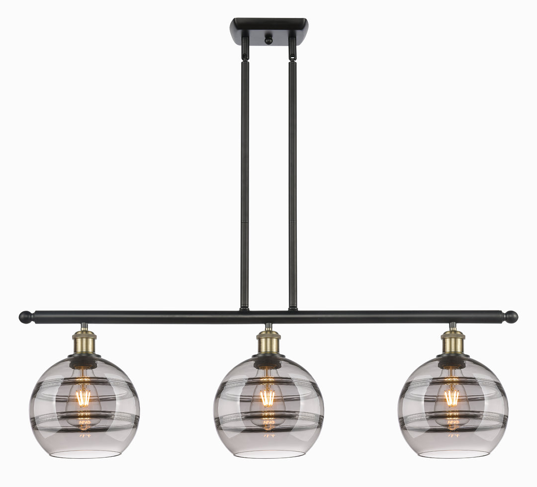 Innovations Lighting Rochester 8" Island Light - Black Antique Brass Linear Chandeliers Innovations Lighting Light Smoke ; Glass Type: Smoked  