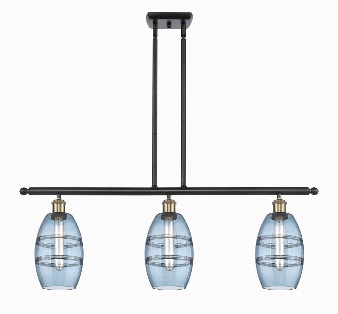 Innovations Lighting Vaz 6" Island Light - Black Antique Brass Linear Chandeliers Innovations Lighting Blue  ; Glass Type: Blue  