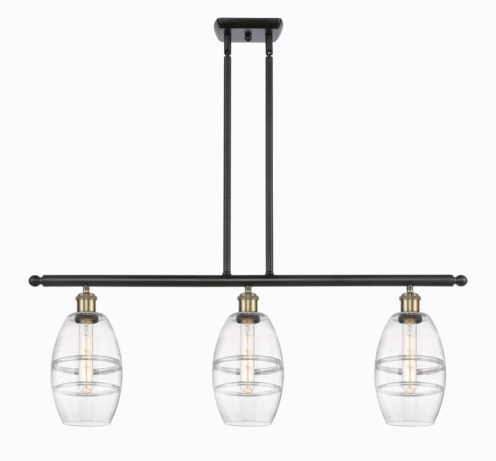 Innovations Lighting Vaz 6" Island Light - Black Antique Brass Linear Chandeliers Innovations Lighting Clear ; Glass Type: Clear  