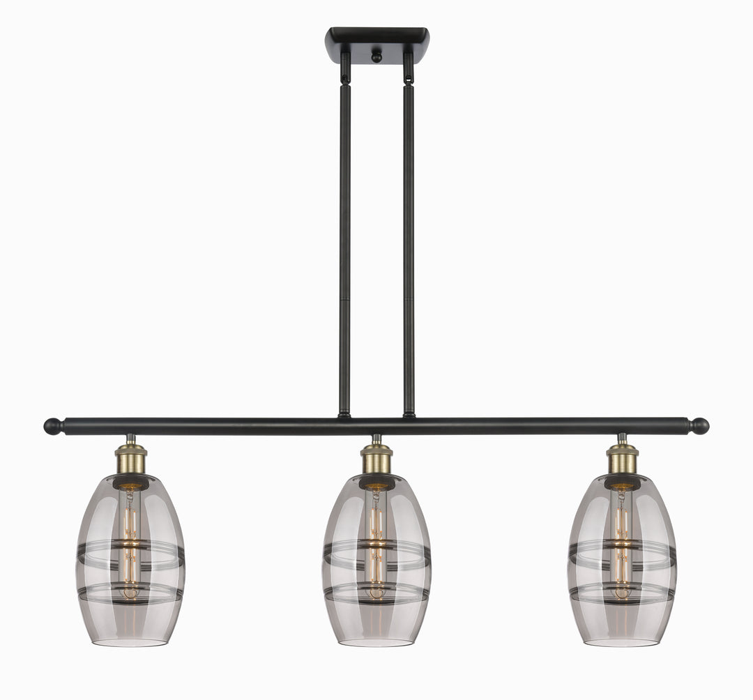 Innovations Lighting Vaz 6" Island Light - Black Antique Brass Linear Chandeliers Innovations Lighting Light Smoke ; Glass Type: Smoked  