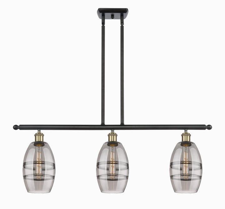 Innovations Lighting Vaz 6" Island Light - Black Antique Brass Linear Chandeliers Innovations Lighting Light Smoke ; Glass Type: Smoked  