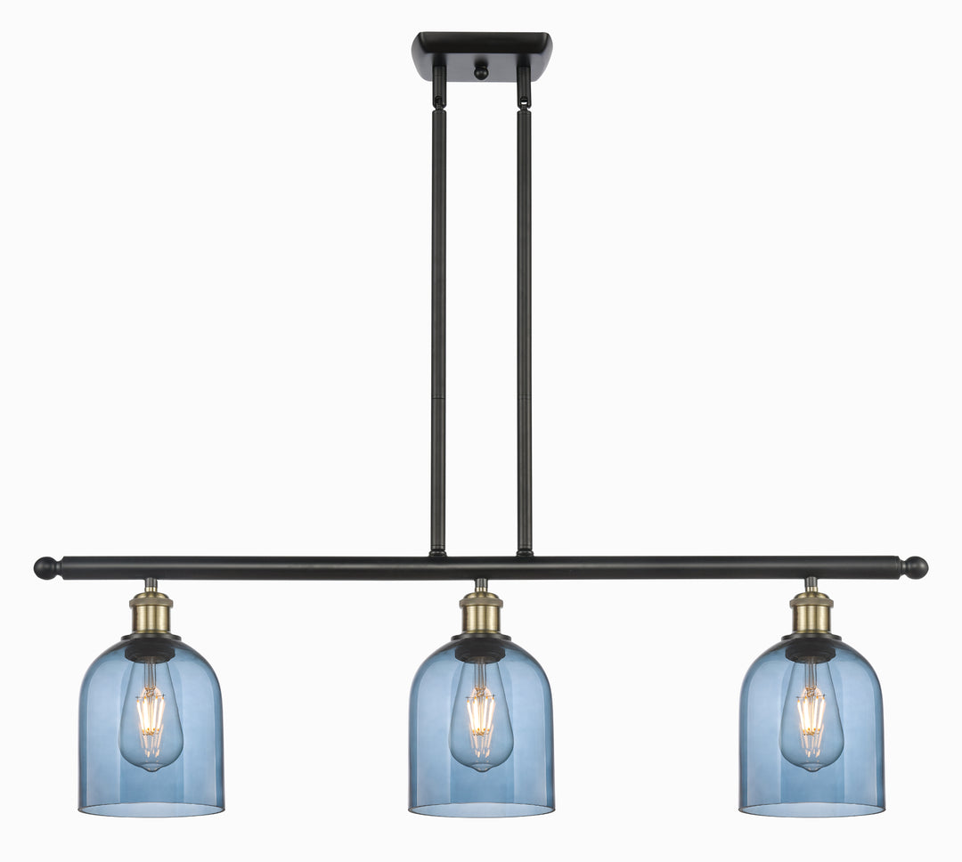 Innovations Lighting Bella 6" Island Light - Black Antique Brass Linear Chandeliers Innovations Lighting Blue  ; Glass Type: Blue  