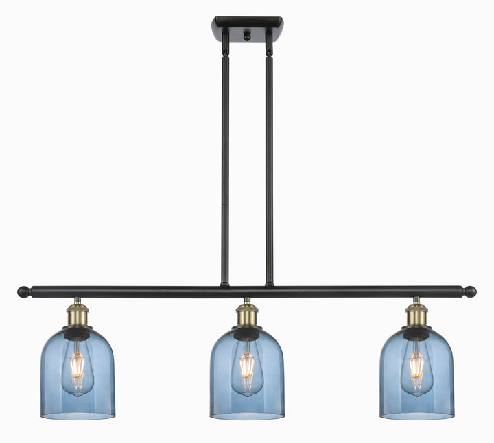 Innovations Lighting Bella 6" Island Light - Black Antique Brass Linear Chandeliers Innovations Lighting Blue  ; Glass Type: Blue  