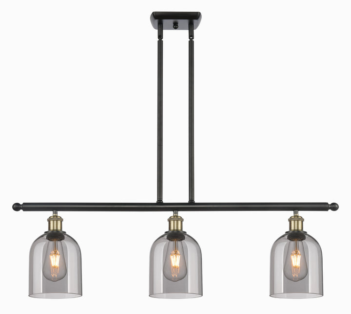 Innovations Lighting Bella 6" Island Light - Black Antique Brass Linear Chandeliers Innovations Lighting Light Smoke ; Glass Type: Smoked  