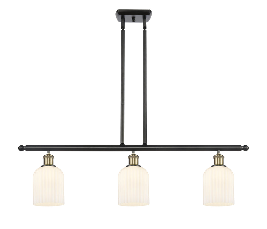 Innovations Lighting Bridal Veil 5" Island Light - Black Antique Brass Linear Chandeliers Innovations Lighting Gloss White ; Glass Type: Gloss White; Ribbed  