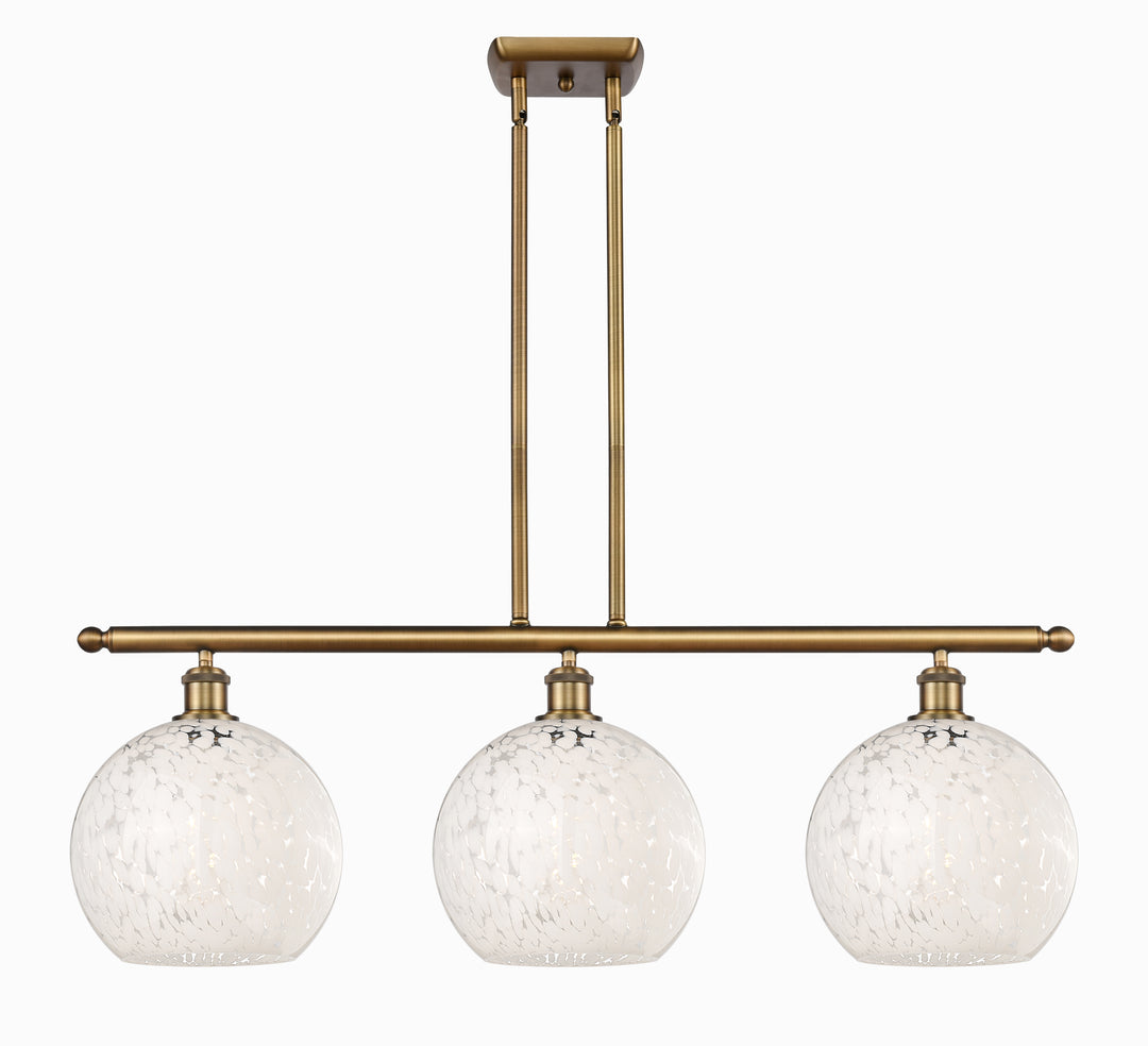 Innovations Lighting White Mouchette 10" Island Light - Brushed Brass Linear Chandeliers Innovations Lighting White Mouchette ; Glass Type: White  