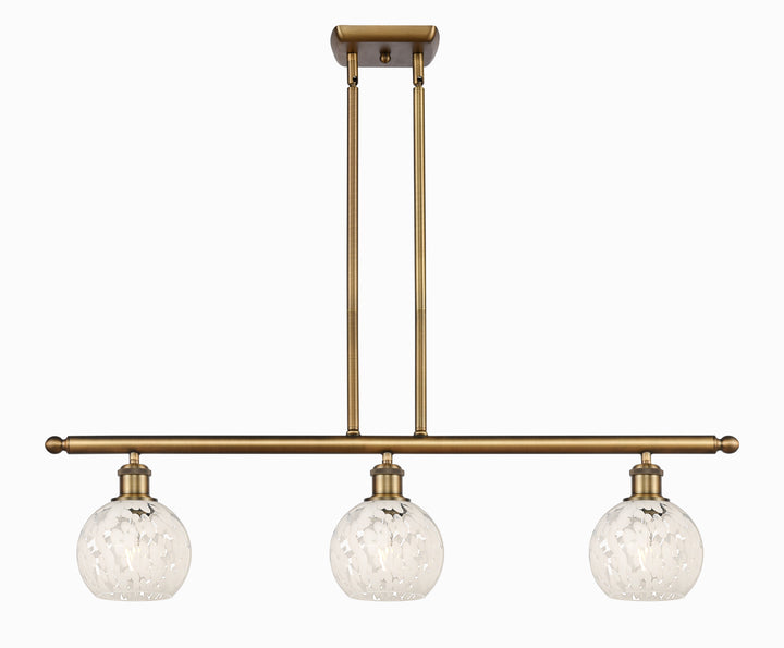 Innovations Lighting White Mouchette 6" Island Light - Brushed Brass Linear Chandeliers Innovations Lighting   