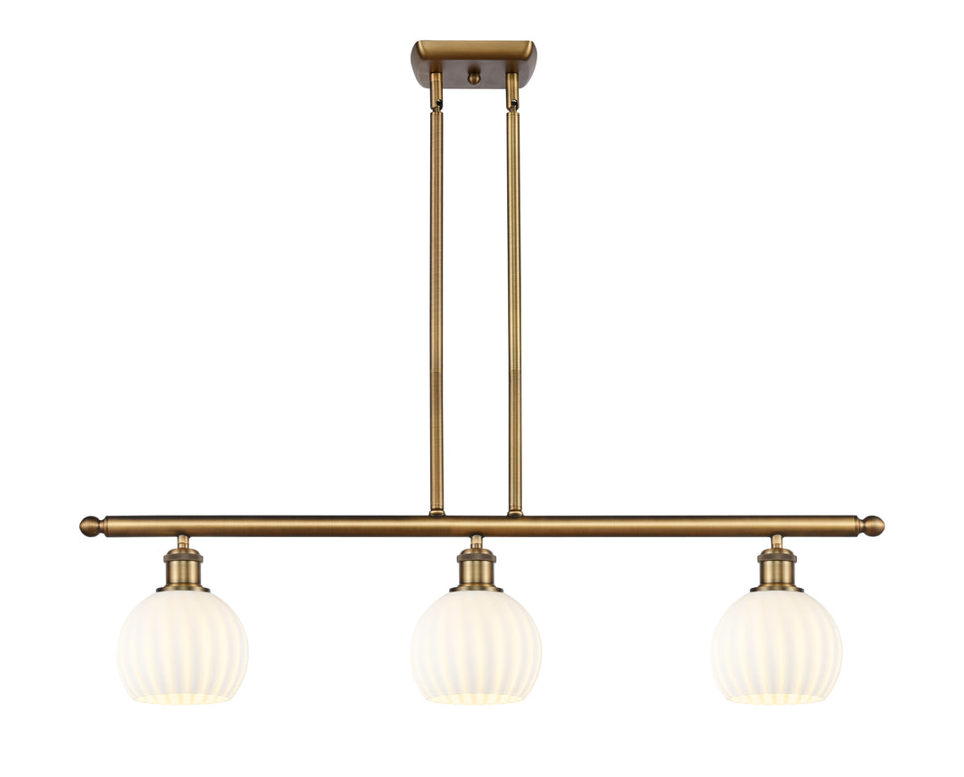 Innovations Lighting White Venetian 6" Island Light - Brushed Brass Linear Chandeliers Innovations Lighting White Venetian ; Glass Type: White  