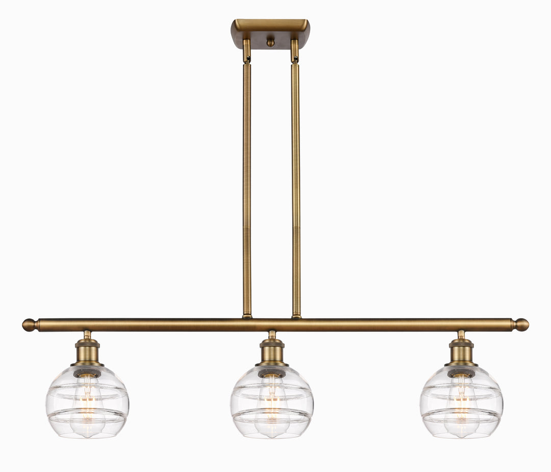 Innovations Lighting Rochester 6" Island Light - Brushed Brass Linear Chandeliers Innovations Lighting Clear ; Glass Type: Clear  