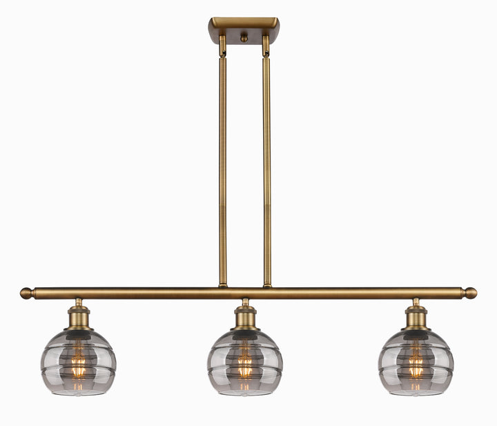 Innovations Lighting Rochester 6" Island Light - Brushed Brass Linear Chandeliers Innovations Lighting Light Smoke ; Glass Type: Smoked  