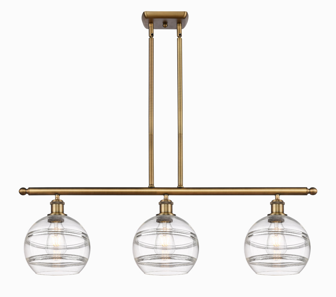 Innovations Lighting Rochester 8" Island Light - Brushed Brass Linear Chandeliers Innovations Lighting Clear ; Glass Type: Clear  