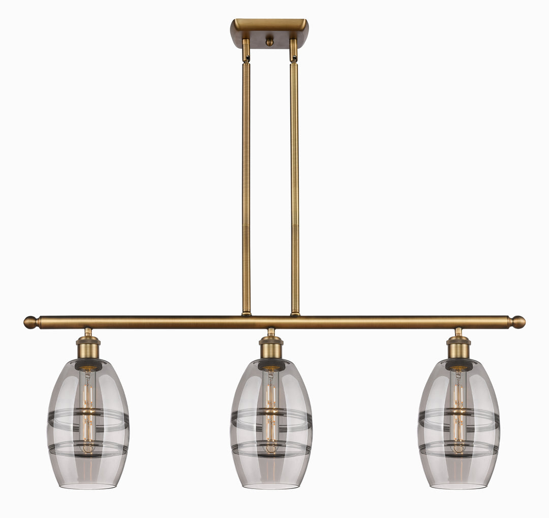 Innovations Lighting Vaz 6" Island Light - Brushed Brass Linear Chandeliers Innovations Lighting Light Smoke ; Glass Type: Smoked  