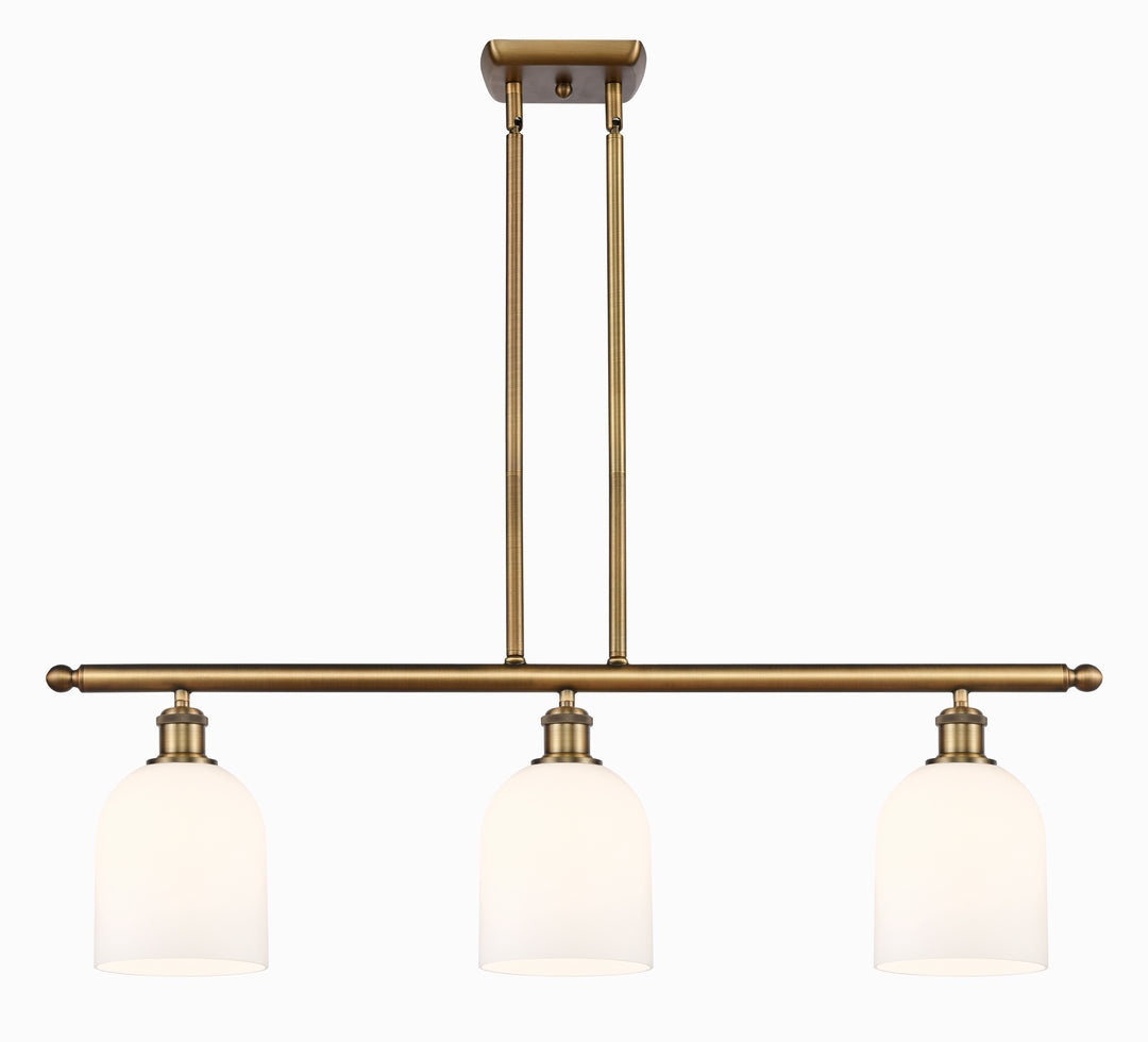 Innovations Lighting Bella 6" Island Light - Brushed Brass Linear Chandeliers Innovations Lighting White ; Glass Type: White  