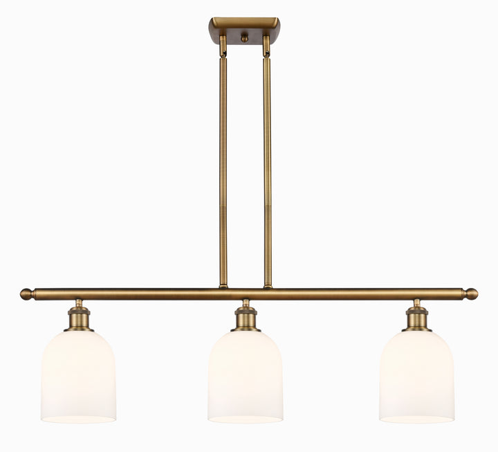 Innovations Lighting Bella 6" Island Light - Brushed Brass Linear Chandeliers Innovations Lighting White ; Glass Type: White  