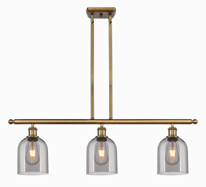 Innovations Lighting Bella 6" Island Light - Brushed Brass Linear Chandeliers Innovations Lighting Light Smoke ; Glass Type: Smoked  