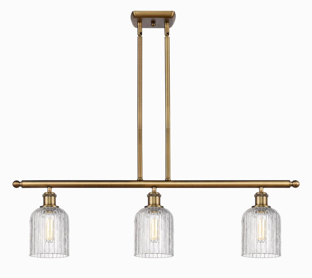 Innovations Lighting Bridal Veil 5" Island Light - Brushed Brass Linear Chandeliers Innovations Lighting Clear ; Glass Type: Clear; Ribbed  