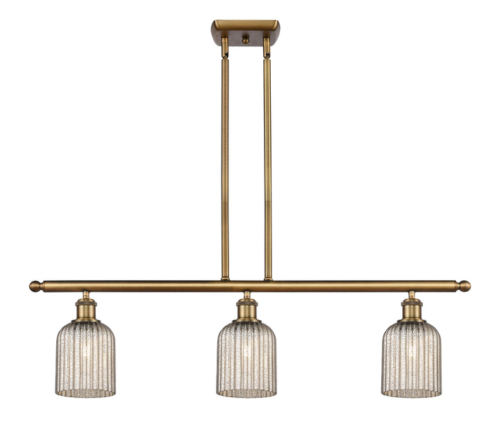 Innovations Lighting Bridal Veil 5" Island Light - Brushed Brass Linear Chandeliers Innovations Lighting Mercury ; Glass Type: Mercury; Ribbed  