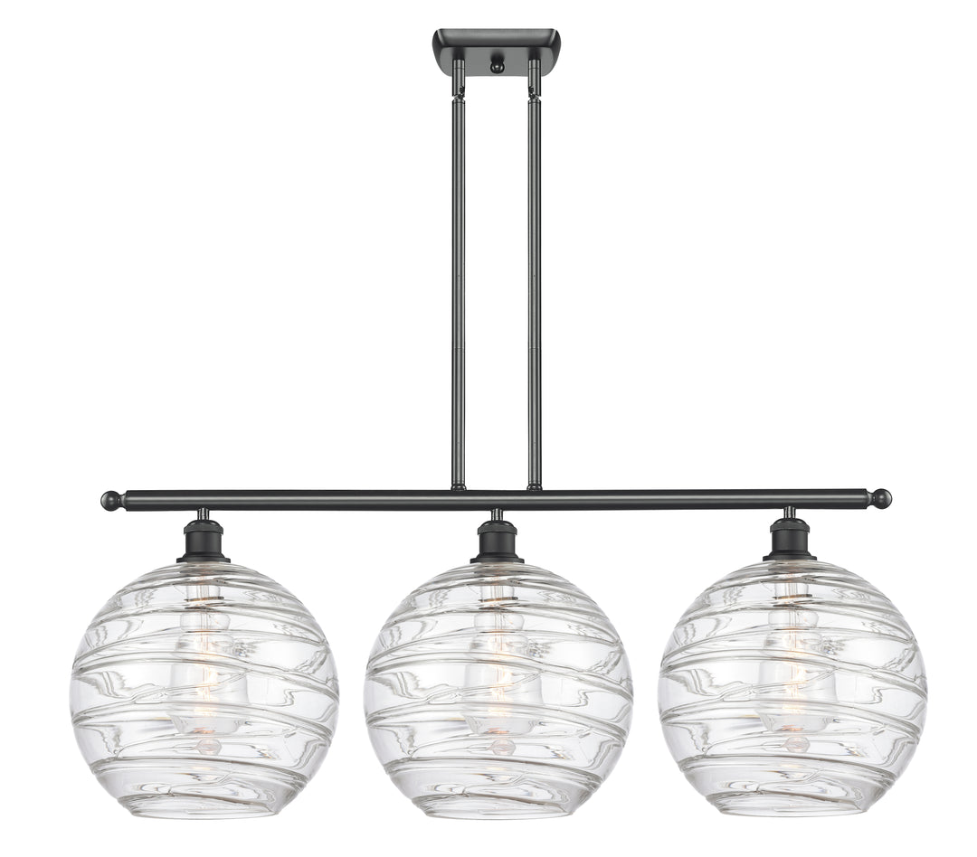 Innovations Lighting Athens Deco Swirl 12" Island Light - Matte Black Linear Chandeliers Innovations Lighting Clear Deco Swirl ; Glass Type: Transparent  