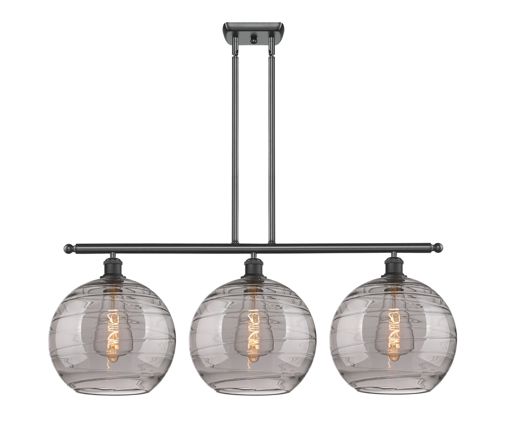 Innovations Lighting Athens Deco Swirl 12" Island Light - Matte Black Linear Chandeliers Innovations Lighting Light Smoke Deco Swirl ; Glass Type: Smoked  