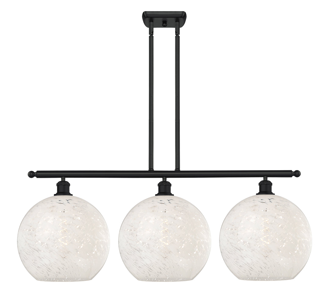 Innovations Lighting White Mouchette 12" Island Light - Matte Black Linear Chandeliers Innovations Lighting White Mouchette ; Glass Type: White  