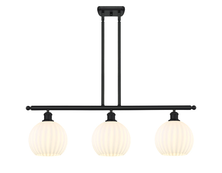 Innovations Lighting White Venetian 8" Island Light - Matte Black Linear Chandeliers Innovations Lighting   