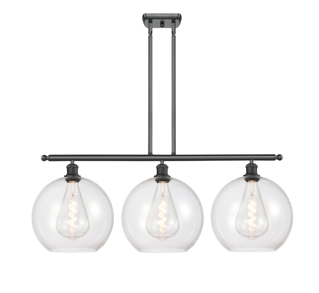 Innovations Lighting Athens 12" Island Light - Matte Black Linear Chandeliers Innovations Lighting Clear ; Glass Type: Clear  