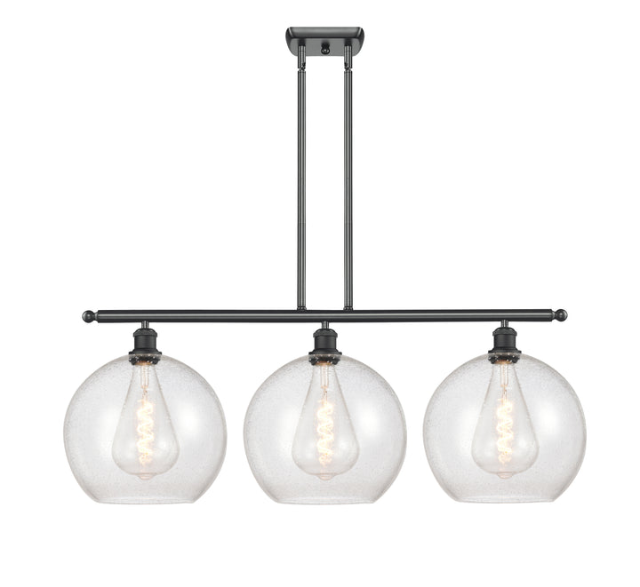 Innovations Lighting Athens 12" Island Light - Matte Black Linear Chandeliers Innovations Lighting Seedy ; Glass Type: Seeded  