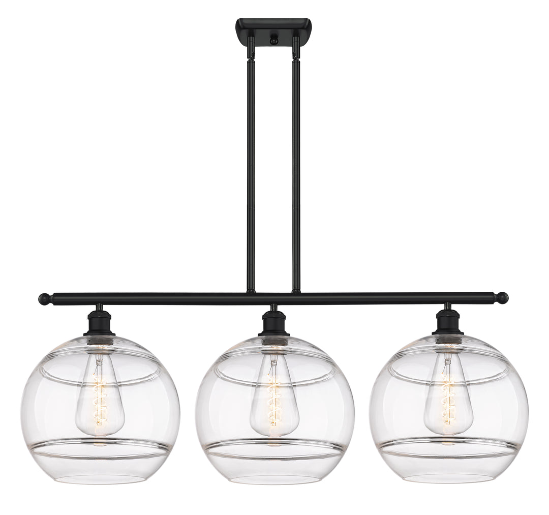 Innovations Lighting Rochester 12" Island Light - Matte Black Linear Chandeliers Innovations Lighting Clear ; Glass Type: Clear  