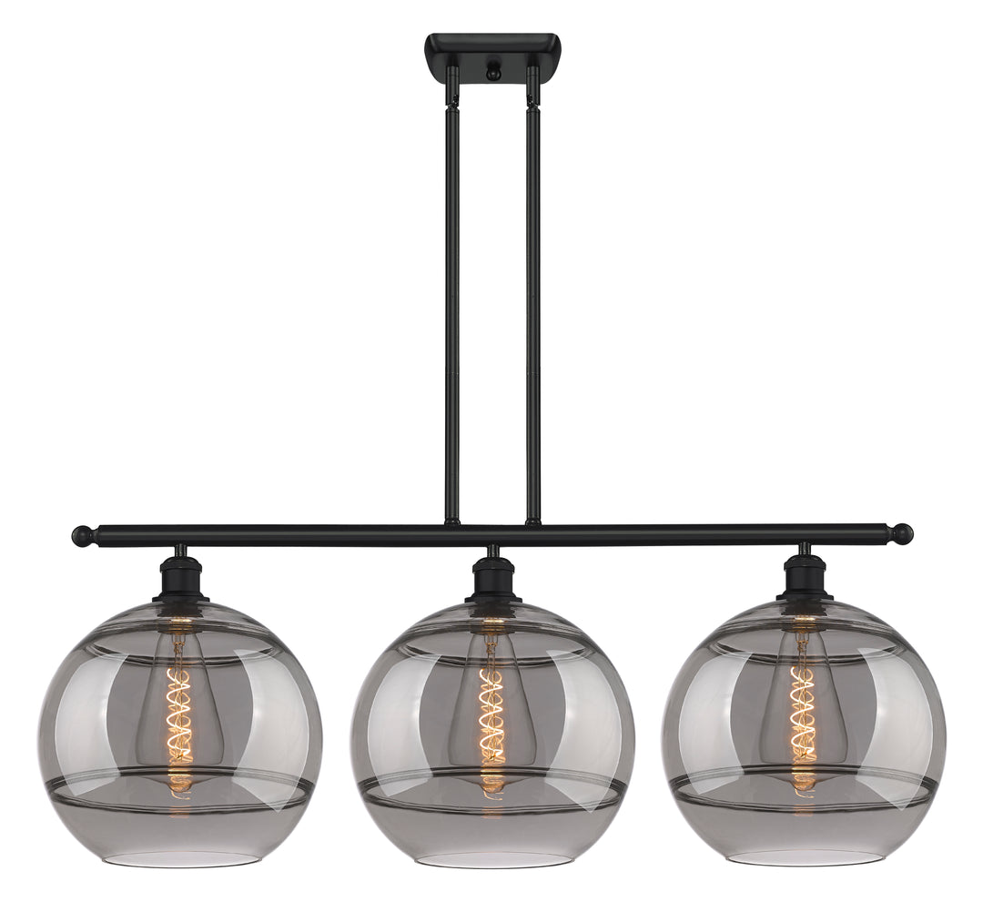 Innovations Lighting Rochester 12" Island Light - Matte Black Linear Chandeliers Innovations Lighting Light Smoke ; Glass Type: Smoked  