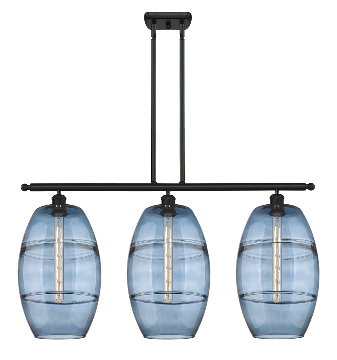 Innovations Lighting Vaz 10" Island Light - Matte Black Linear Chandeliers Innovations Lighting Blue  ; Glass Type: Blue  