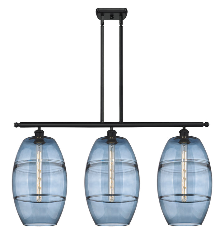 Innovations Lighting Vaz 10" Island Light - Matte Black Linear Chandeliers Innovations Lighting Blue  ; Glass Type: Blue  