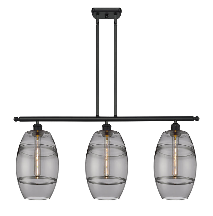 Innovations Lighting Vaz 8" Island Light - Matte Black Linear Chandeliers Innovations Lighting Light Smoke ; Glass Type: Smoked  