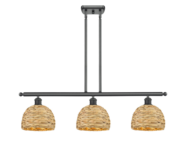 Innovations Lighting Woven Rattan 8" Island Light - Matte Black Linear Chandeliers Innovations Lighting   