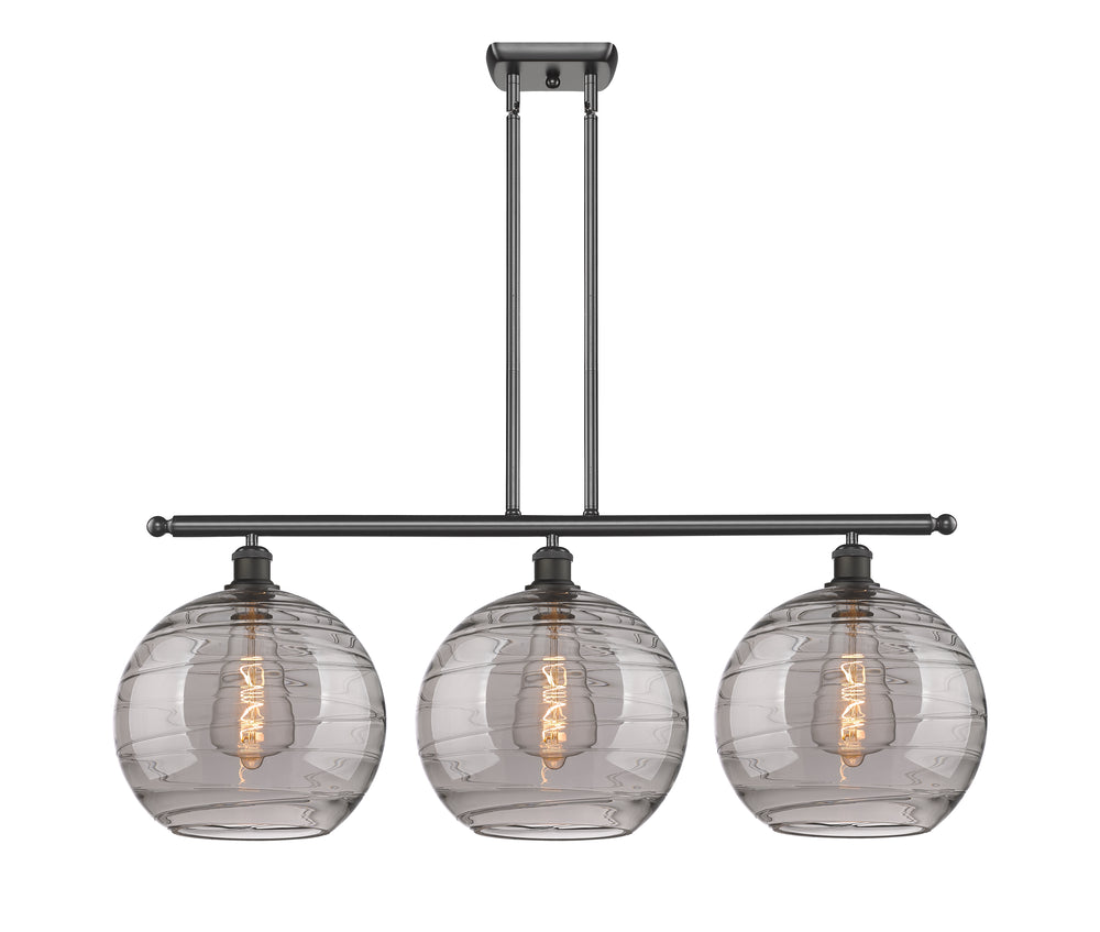 Innovations Lighting Athens Deco Swirl 12" Island Light - Oil Rubbed Bronze Linear Chandeliers Innovations Lighting Light Smoke Deco Swirl ; Glass Type: Smoked  